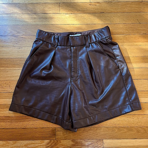 Abercrombie & Fitch Faux Leather Shorts In Brown - Picture 6 of 10